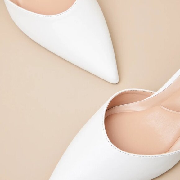 Lulu's Janica White Patent Pointed-Toe Kitten Heel Pumps - Picture 6 of 6